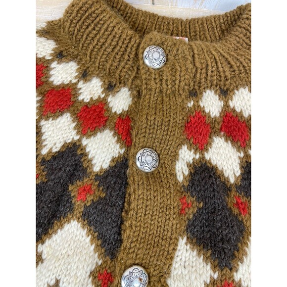 Vtg CJ Viking Womens Cardigan Sz L Hand-Knit Wool Fair Isle Scandinavian Denmark - Picture 3 of 11